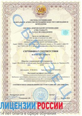 Образец сертификата соответствия Бердск Сертификат ISO 22000